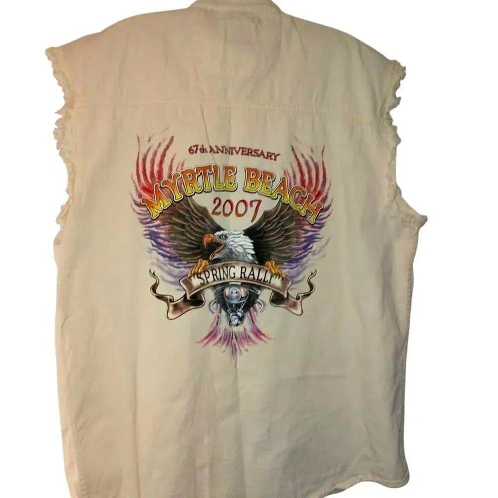 Myrtle Beach 2007 Spring Rally 67th Anniv. Cream Sleeveless Shirt - RARE! sz. L